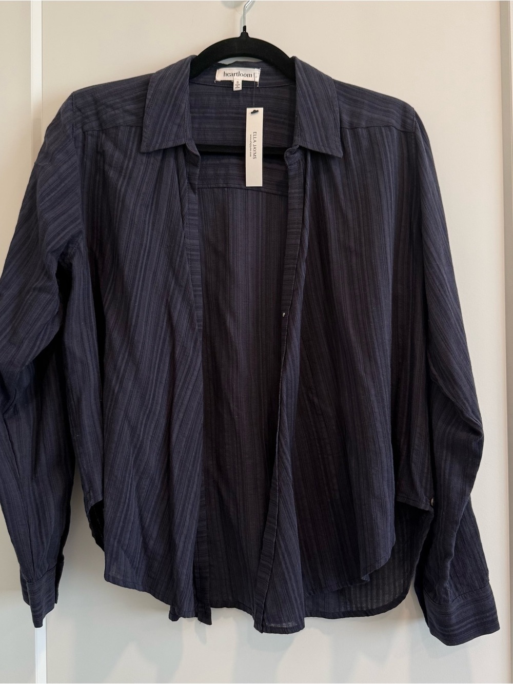 NWT Heartloom Blue Striped Shirt Jacket Shacket Coastal Chic Size S